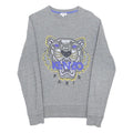 KENZO Mens Grey Tiger EMBROIDERY Crew Neck S Sweatshirt Cotton Blend Pullover