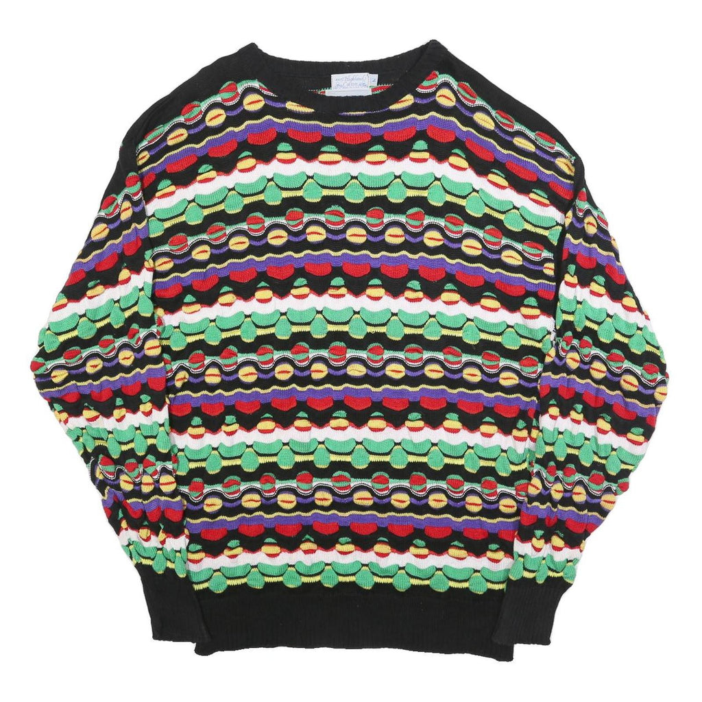 MARK HONORS Mens Black Patterned Cotton Patterned Crew Neck Basic Knit Jumper M