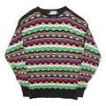 MARK HONORS Mens Black Patterned Cotton Patterned Crew Neck Basic Knit Jumper M