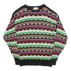 MARK HONORS Mens Black Patterned Cotton Patterned Crew Neck Basic Knit Jumper M
