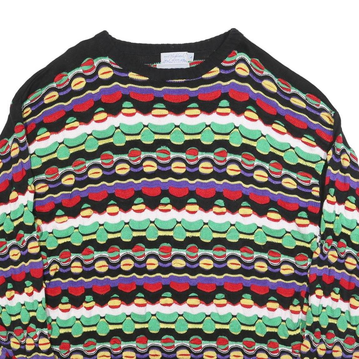 MARK HONORS Mens Black Patterned Cotton Patterned Crew Neck Basic Knit Jumper M