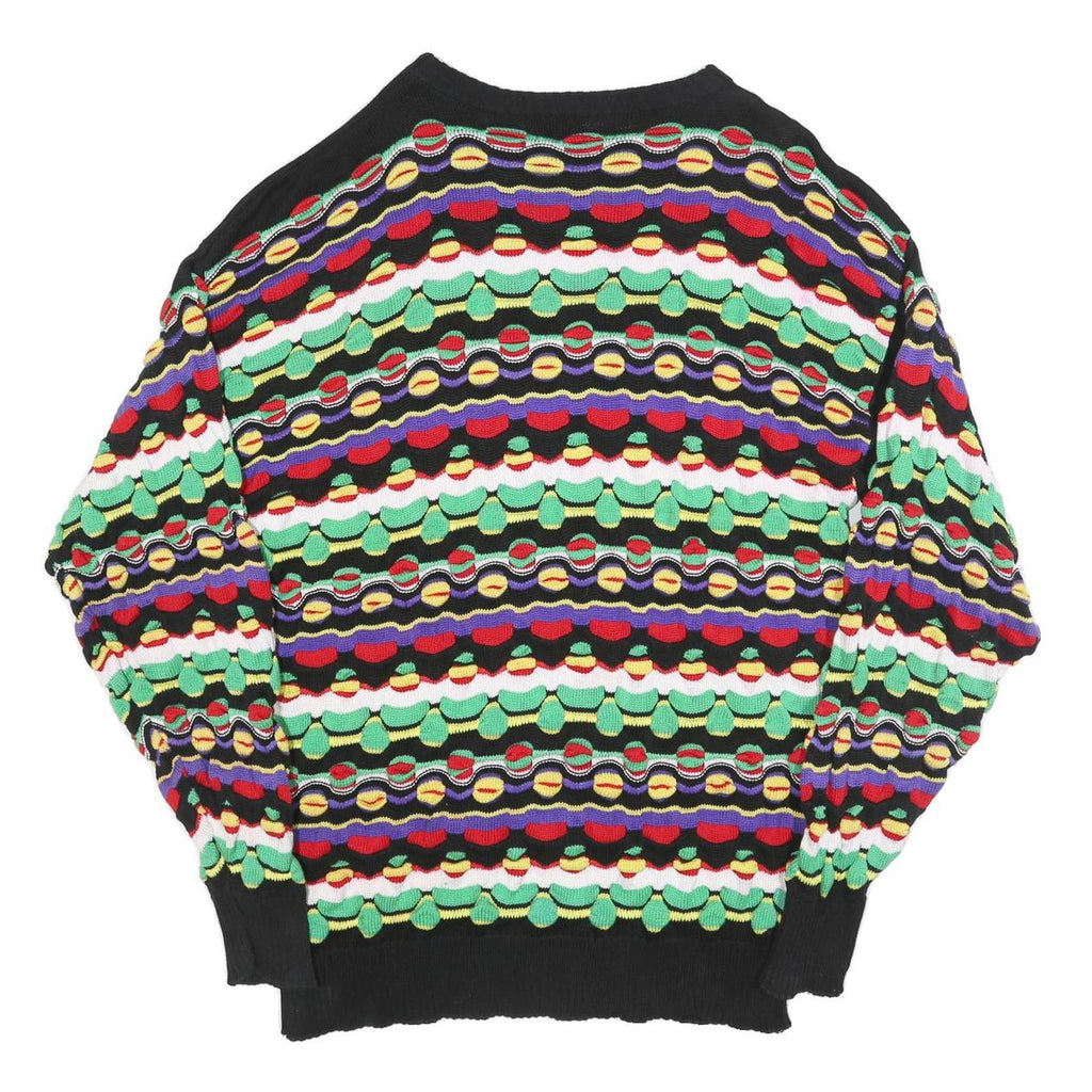 MARK HONORS Mens Black Patterned Cotton Patterned Crew Neck Basic Knit Jumper M