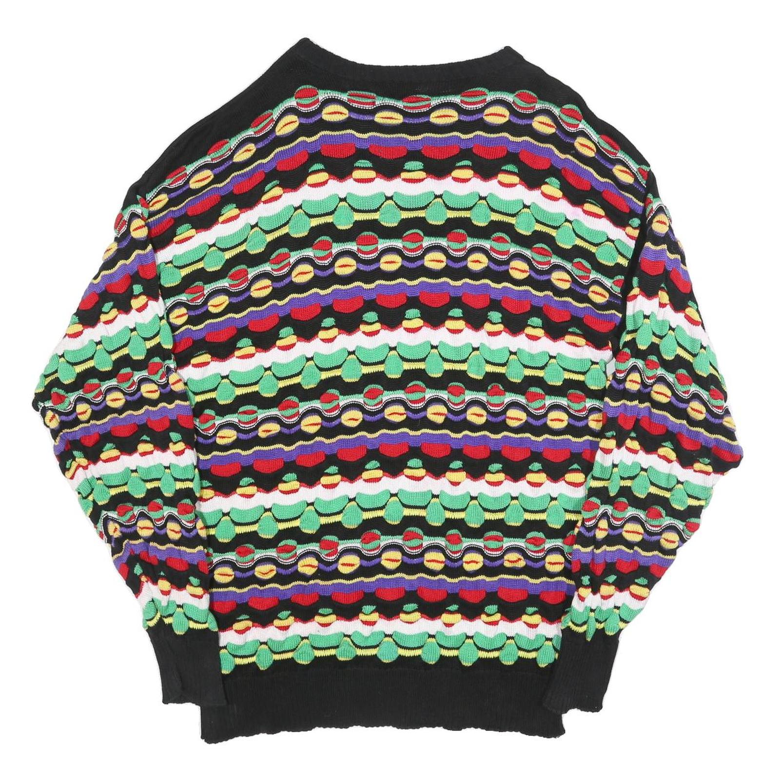 MARK HONORS Mens Black Patterned Cotton Patterned Crew Neck Basic Knit Jumper M