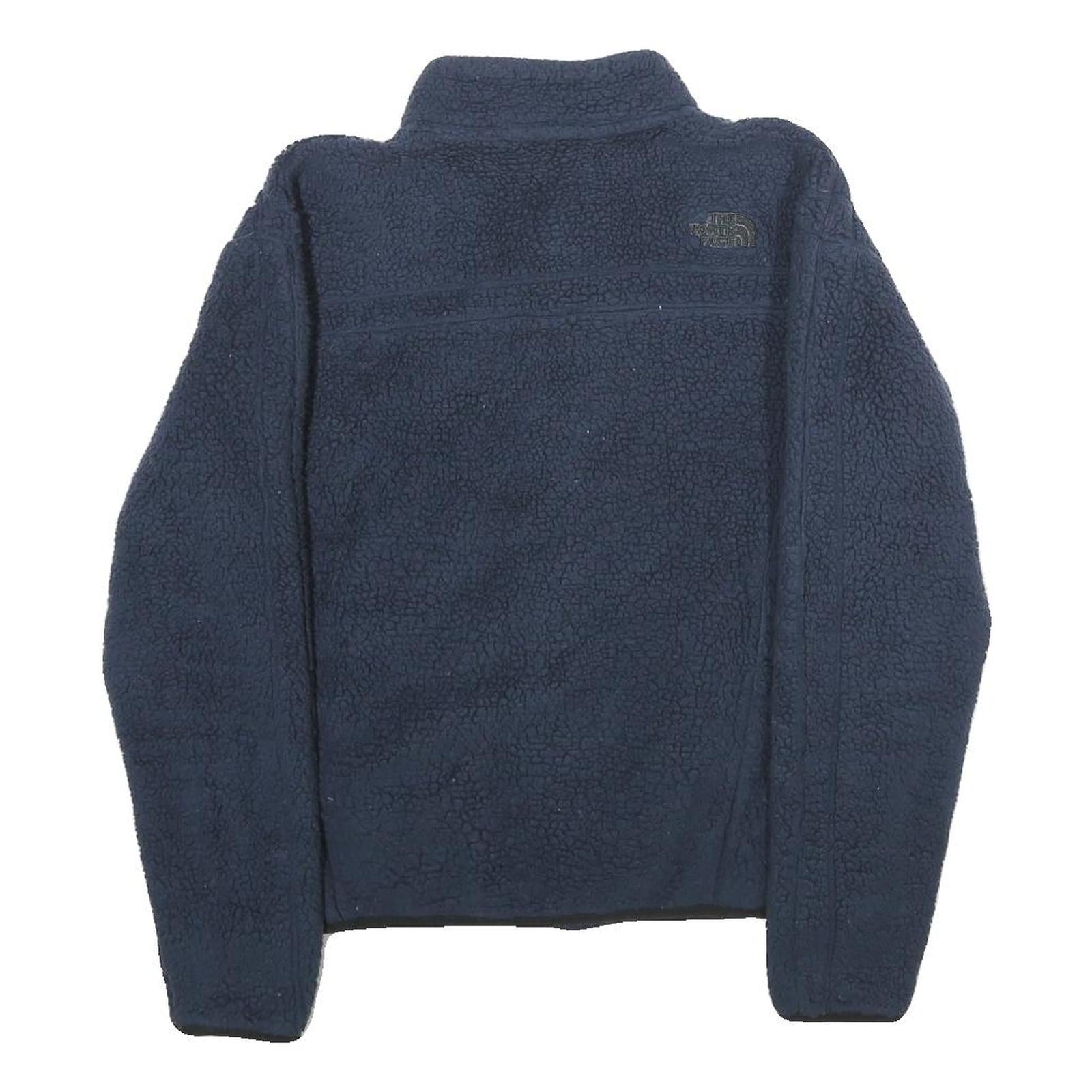THE NORTH FACE Womens Navy Blue Fleece Jacket S Polyester Zip Casual Outdoor