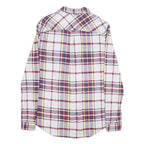 TOMMY HILFIGER Mens White & Blue Check Shirt M Casual Cotton Blend Long Sleeve