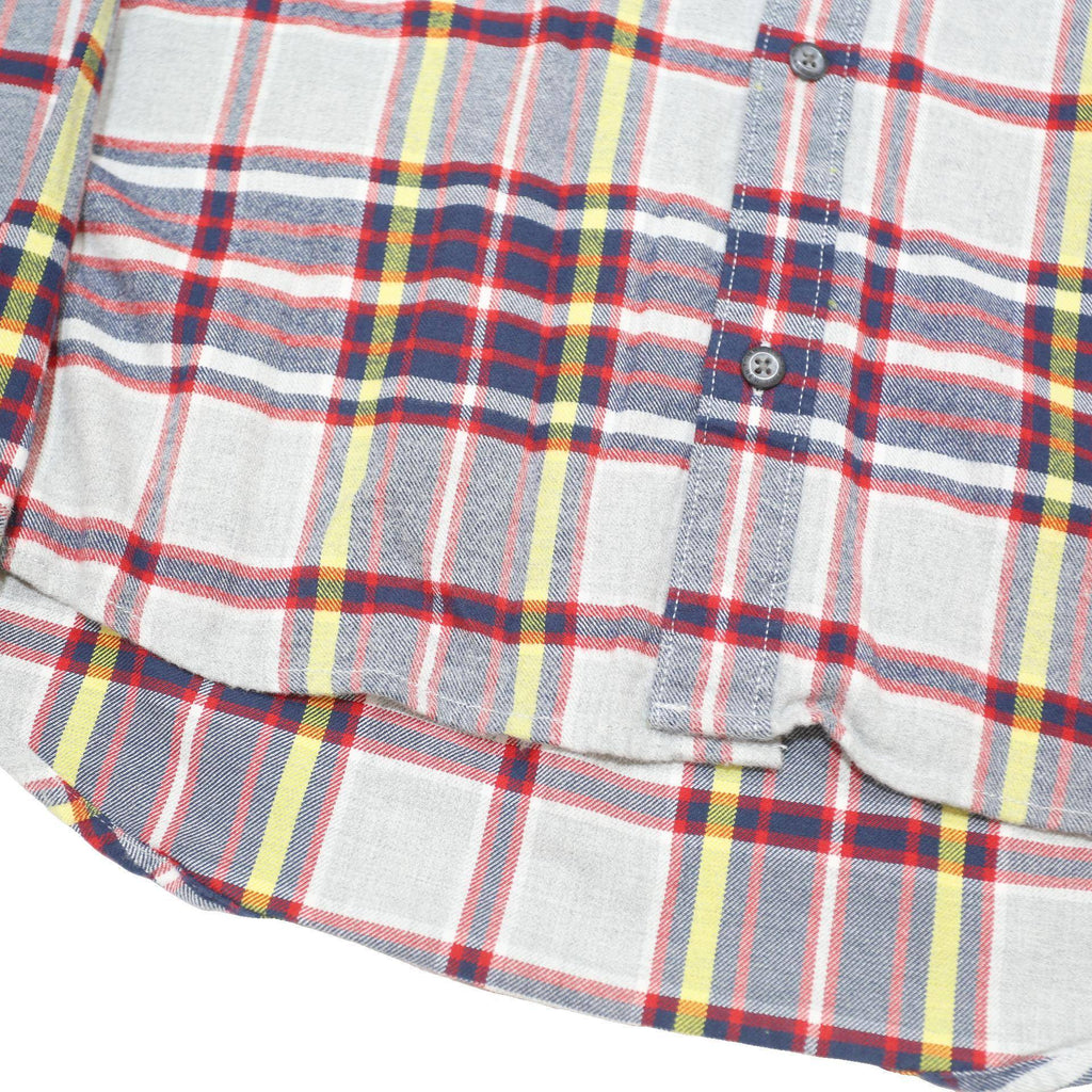 TOMMY HILFIGER Mens White & Blue Check Shirt M Casual Cotton Blend Long Sleeve