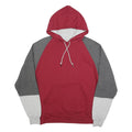 CHAMPION Mens Red & Grey Colourblock Pullover Hoodie M Cotton Blend Casual