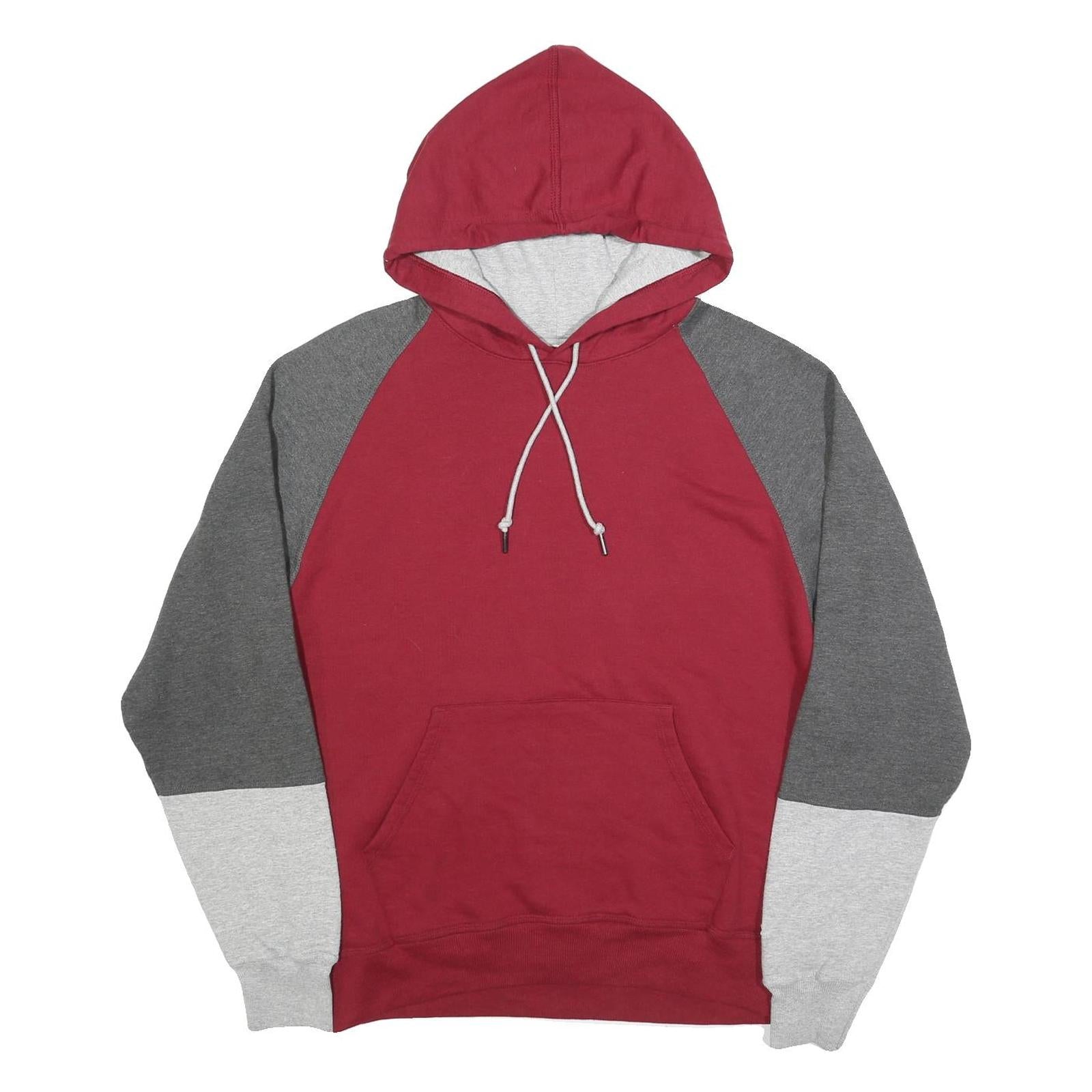 CHAMPION Mens Red & Grey Colourblock Pullover Hoodie M Cotton Blend Casual
