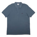 LACOSTE Mens Blue Cotton Blend Short Sleeve Plain 3XL Classic Polo Shirt Zip