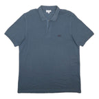LACOSTE Mens Blue Cotton Blend Short Sleeve Plain 3XL Classic Polo Shirt Zip