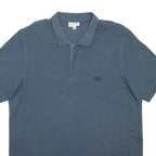 LACOSTE Mens Blue Cotton Blend Short Sleeve Plain 3XL Classic Polo Shirt Zip