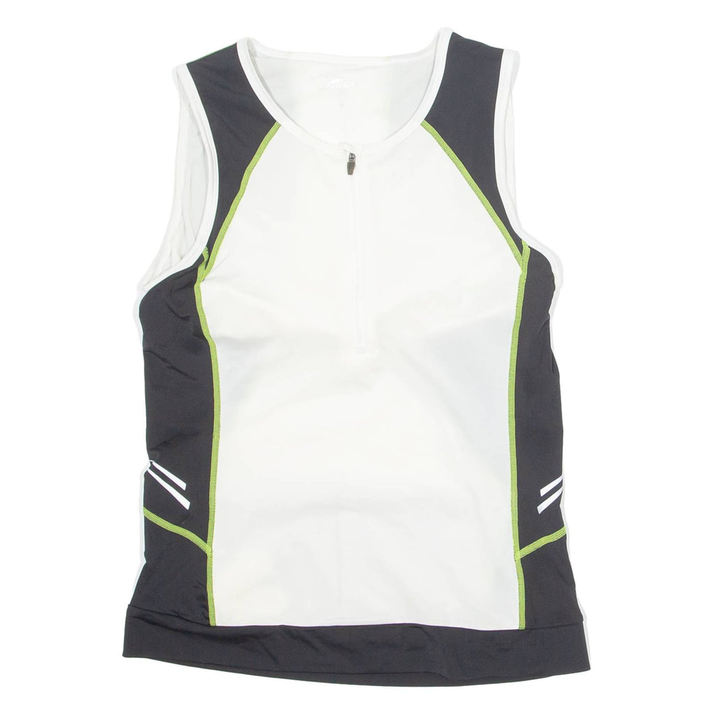 CRANE Cycling Womens Jersey White Sleeveless 1/4 Zip S