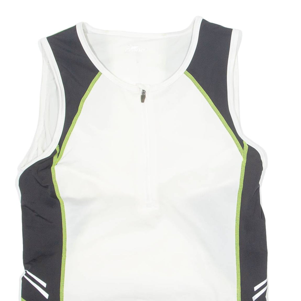 CRANE Cycling Womens Jersey White Sleeveless 1/4 Zip S