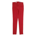 TOMMY HILFIGER Womens Cotton Red Slim Skinny Trousers W26 L28 Stylish Zip