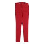 TOMMY HILFIGER Womens Cotton Red Slim Skinny Trousers W26 L28 Stylish Zip