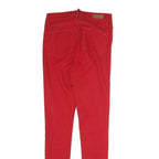 TOMMY HILFIGER Womens Cotton Red Slim Skinny Trousers W26 L28 Stylish Zip