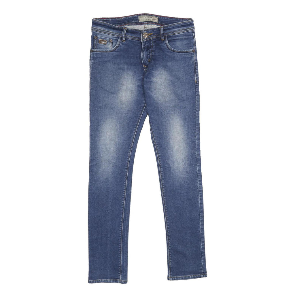 GUESS Womens Jeans Blue Regular Skinny Denim Medium W32 L32 Stylish Zip