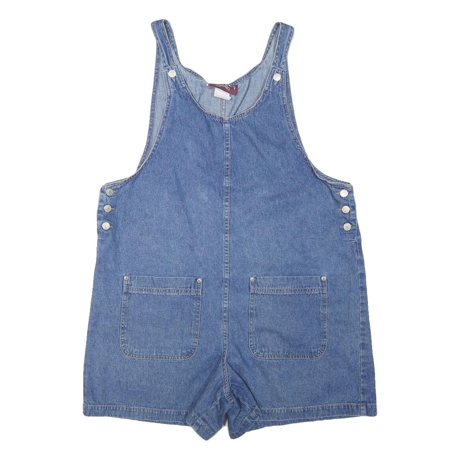 DENIM AND CO Womens Blue Denim Dungarees Regular Fit Cotton Blend L W42 L4