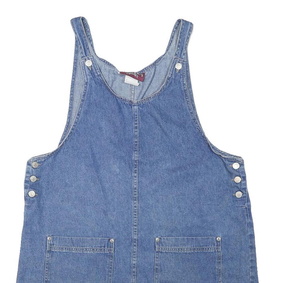 DENIM AND CO Womens Blue Denim Dungarees Regular Fit Cotton Blend L W42 L4