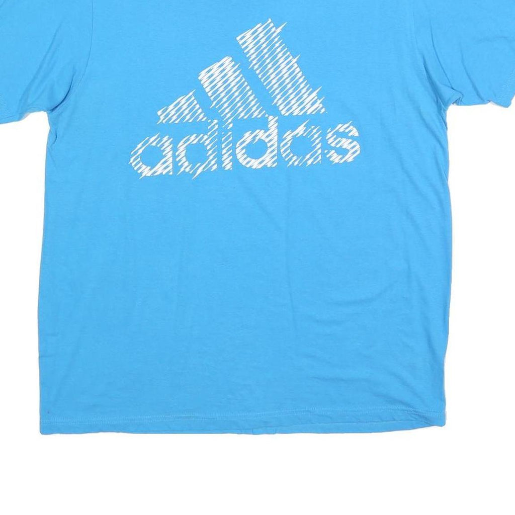 ADIDAS Mens Blue Cotton Blend Graphic T-Shirt L Short Sleeve Crew Neck Casual