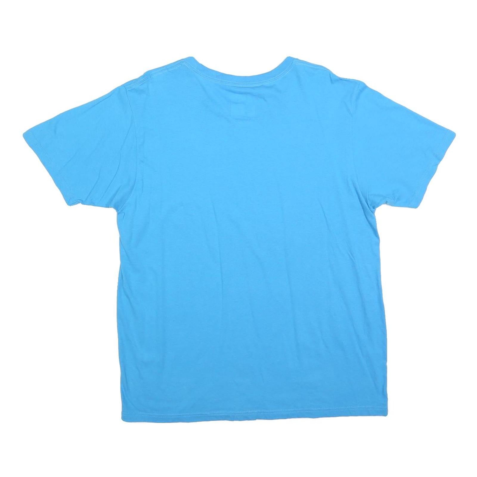 ADIDAS Mens Blue Cotton Blend Graphic T-Shirt L Short Sleeve Crew Neck Casual