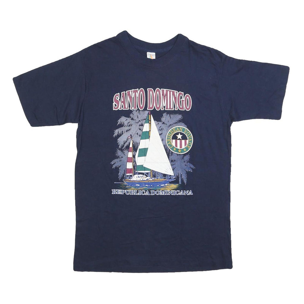 VALERO Mens Navy Santo Domingo Graphic T-Shirt L Short Sleeve Crew Neck