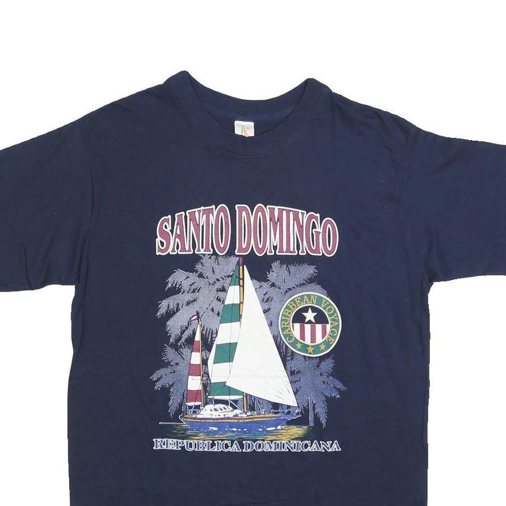 VALERO Mens Navy Santo Domingo Graphic T-Shirt L Short Sleeve Crew Neck