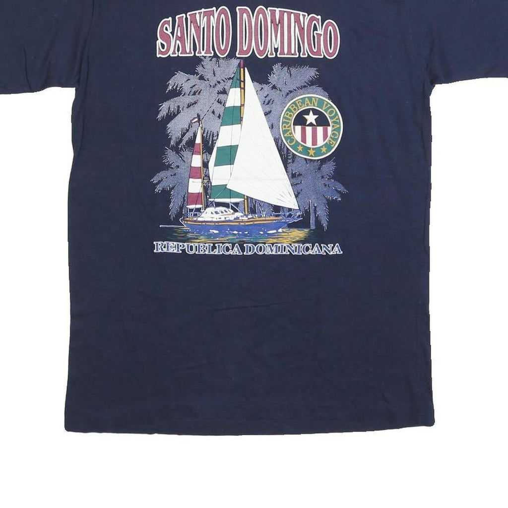 VALERO Mens Navy Santo Domingo Graphic T-Shirt L Short Sleeve Crew Neck
