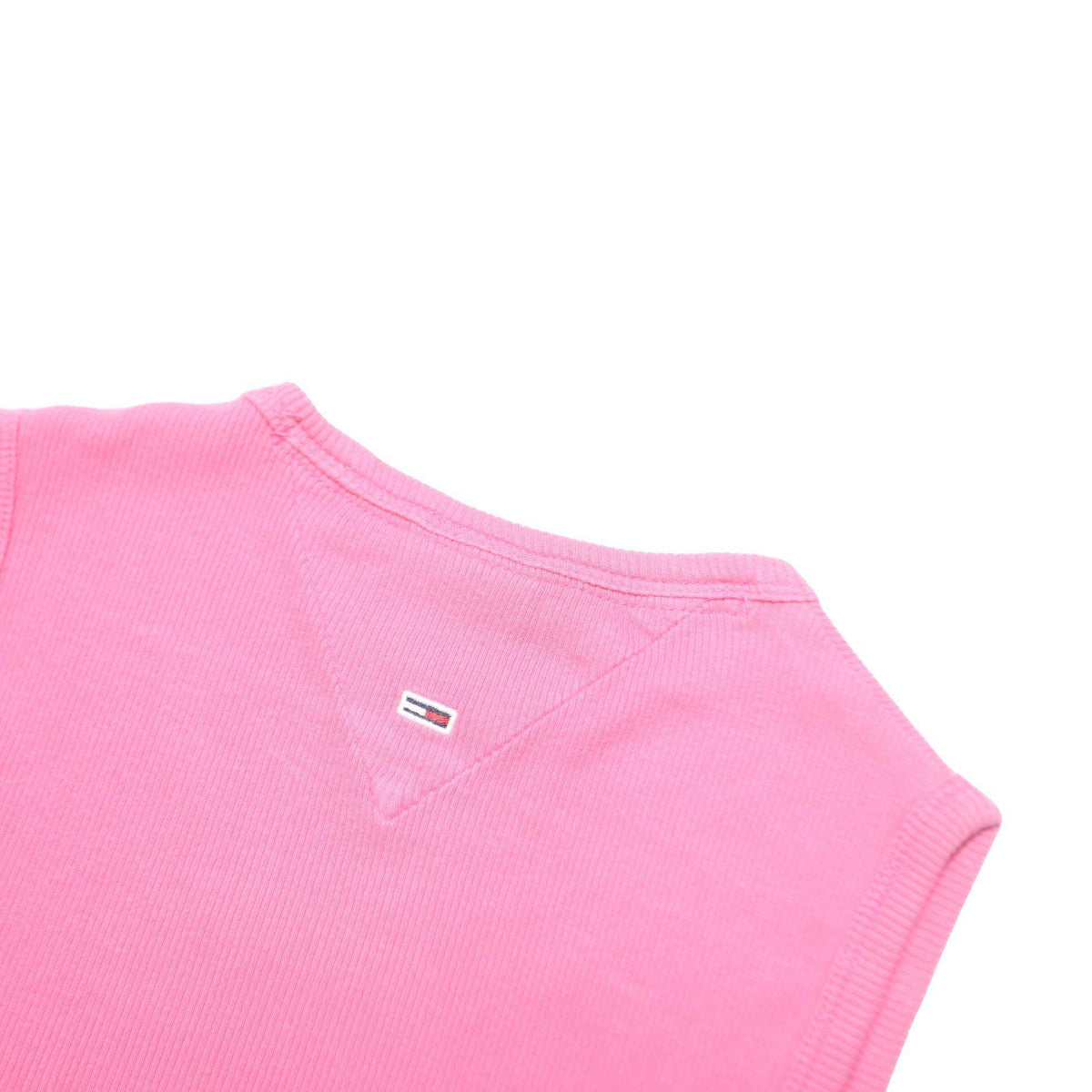 TOMMY JEANS Womens Pink Sleeveless Crew Neck Plain XXS Cotton Blend Top