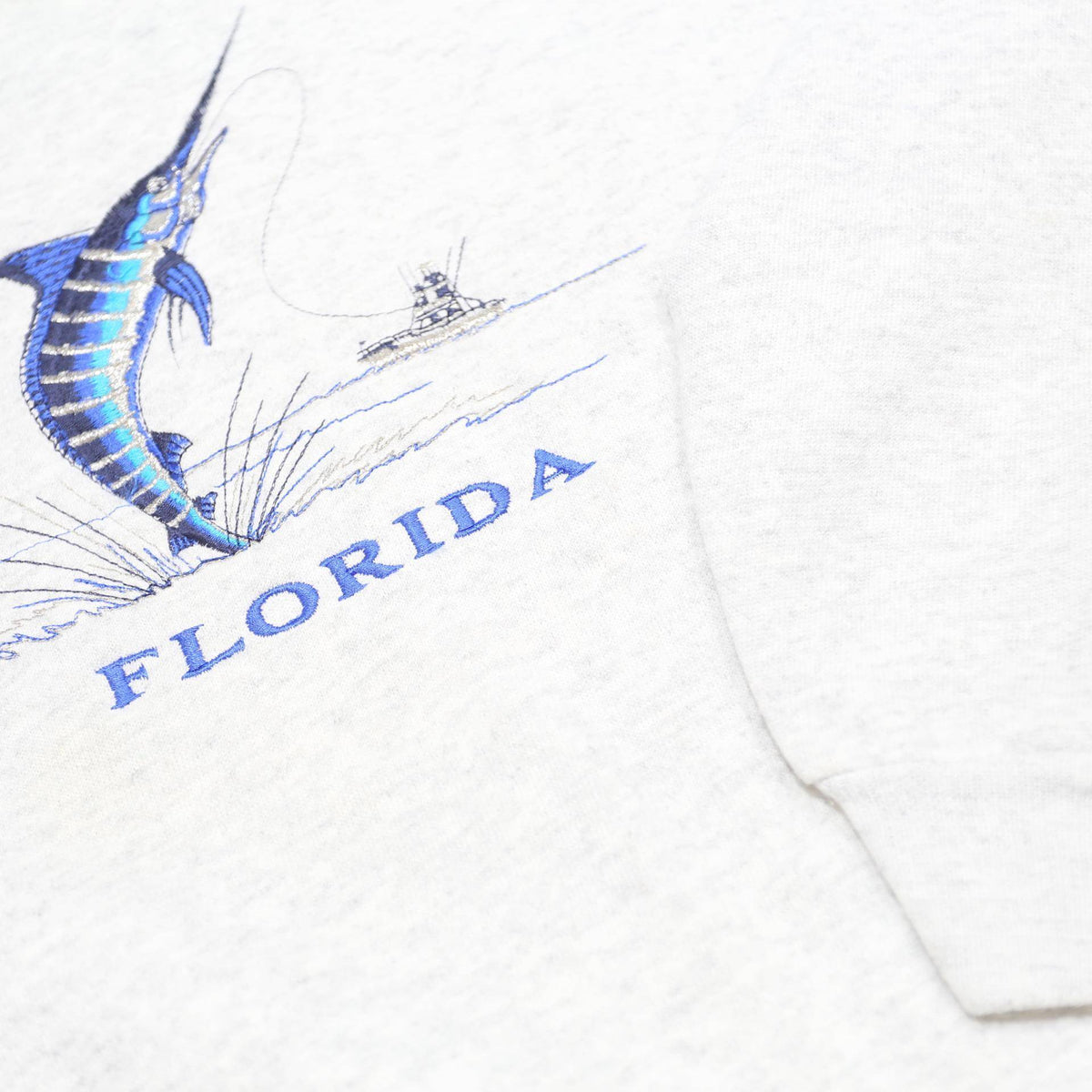 HANES Mens Grey Florida Graphic Crew Neck M Sweatshirt Fishing Design