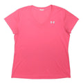 UNDER ARMOUR Womens Pink Short Sleeve V-Neck T-Shirt S Polyester Sports