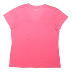 UNDER ARMOUR Womens Pink Short Sleeve V-Neck T-Shirt S Polyester Sports
