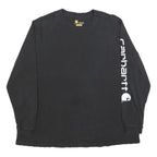 CARHARTT Womens Black Long Sleeve Crew Neck T-Shirt XL Printed Logo Sleeve