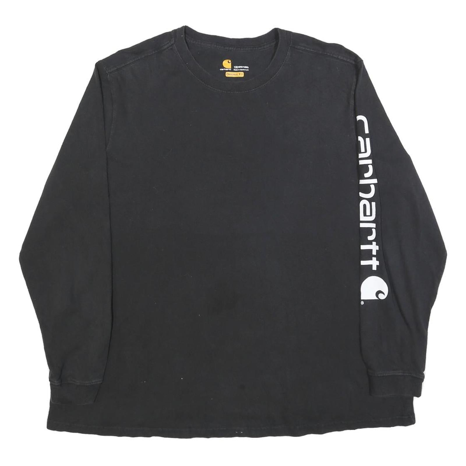 CARHARTT Womens Black Long Sleeve Crew Neck T-Shirt XL Printed Logo Sleeve