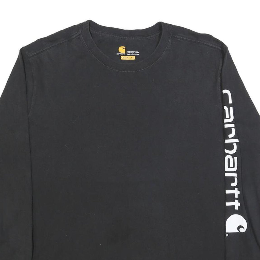 CARHARTT Womens Black Long Sleeve Crew Neck T-Shirt XL Printed Logo Sleeve