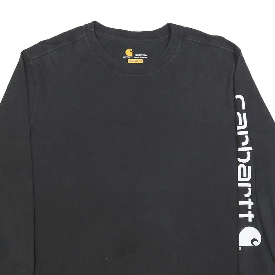 CARHARTT Womens Black Long Sleeve Crew Neck T-Shirt XL Printed Logo Sleeve