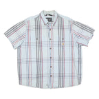 CARHARTT Mens White & Grey Check Shirt XL Casual Cotton Blend Button Down Short