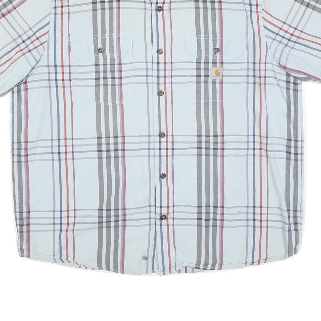 CARHARTT Mens White & Grey Check Shirt XL Casual Cotton Blend Button Down Short