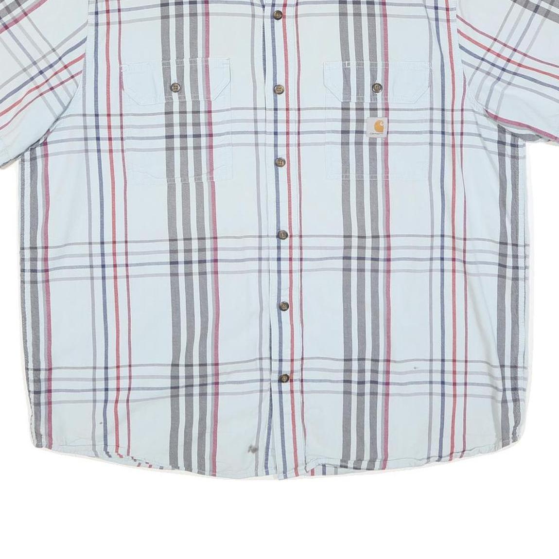 CARHARTT Mens White & Grey Check Shirt XL Casual Cotton Blend Button Down Short