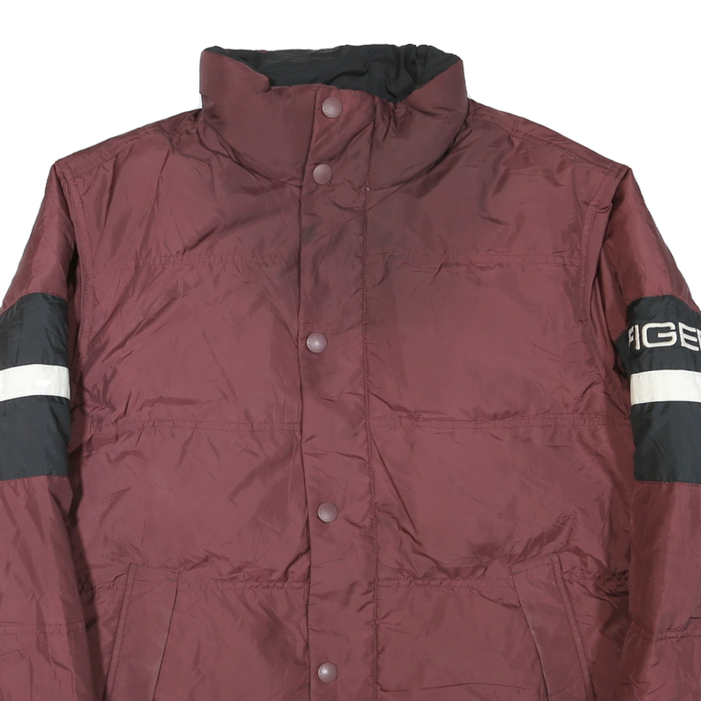 TOMMY HILFIGER Mens Maroon & Black Zip Jacket L Polyester Blend Colourblock
