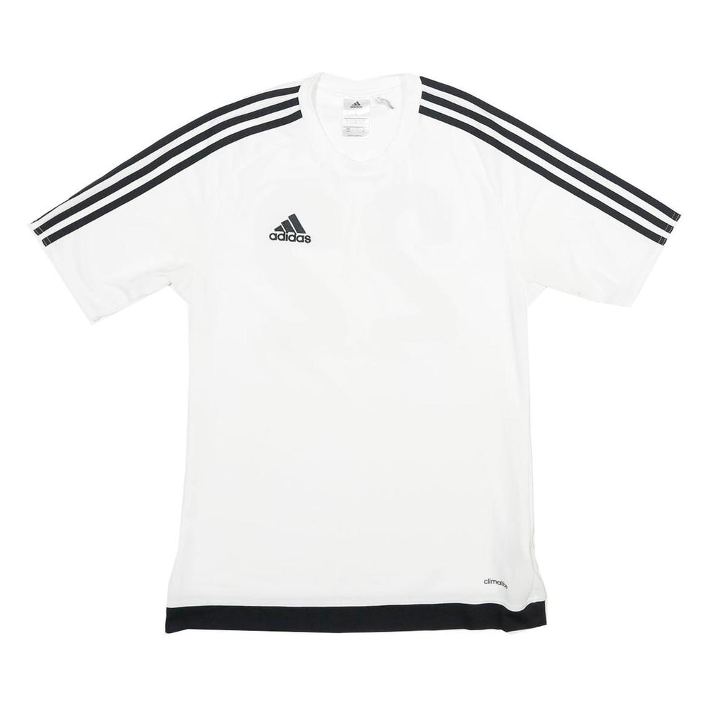 ADIDAS Mens White & Black Football T-Shirt S Short Sleeve Crew Neck Sports