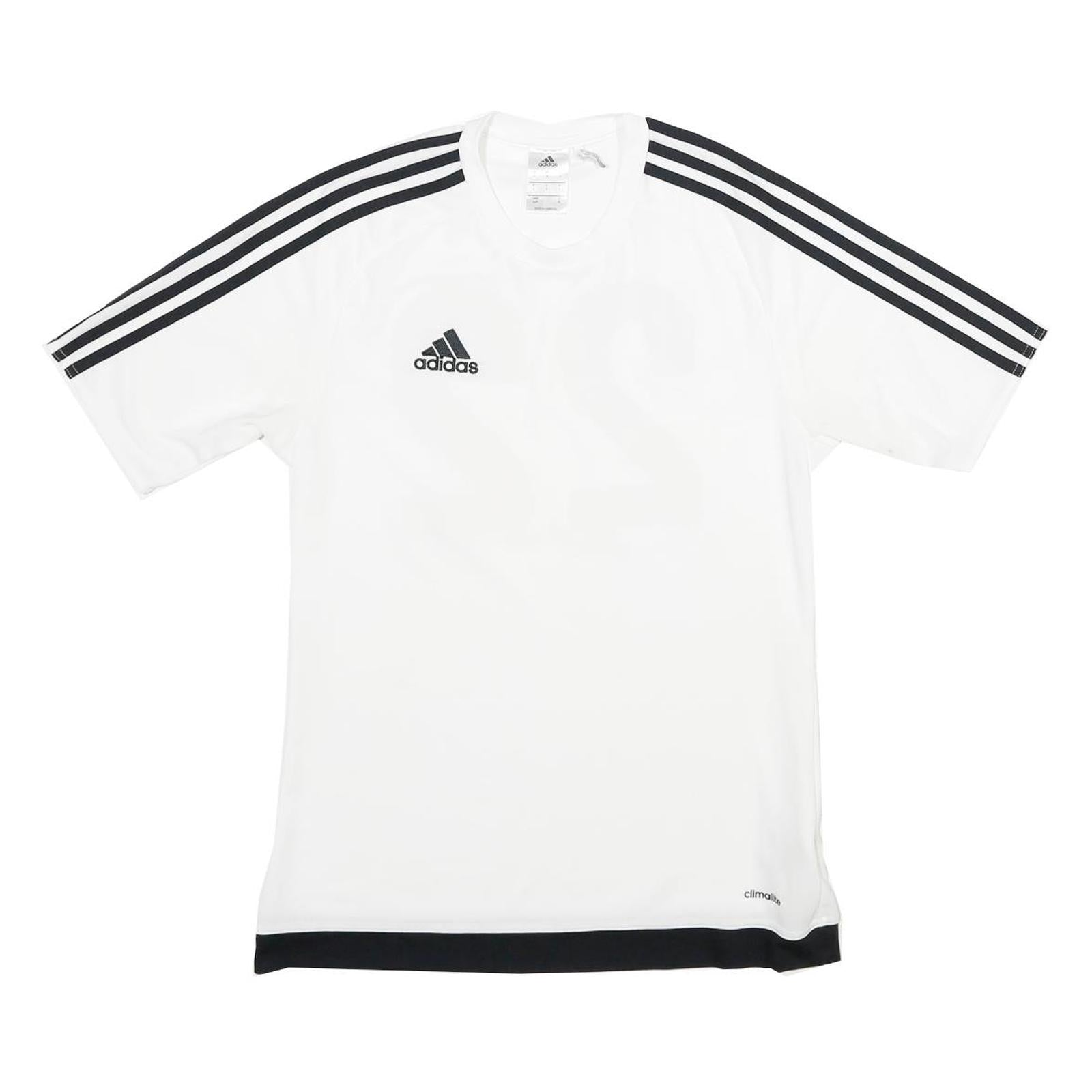 ADIDAS Mens White & Black Football T-Shirt S Short Sleeve Crew Neck Sports