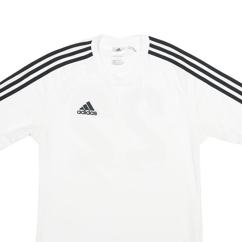 ADIDAS Mens White & Black Football T-Shirt S Short Sleeve Crew Neck Sports