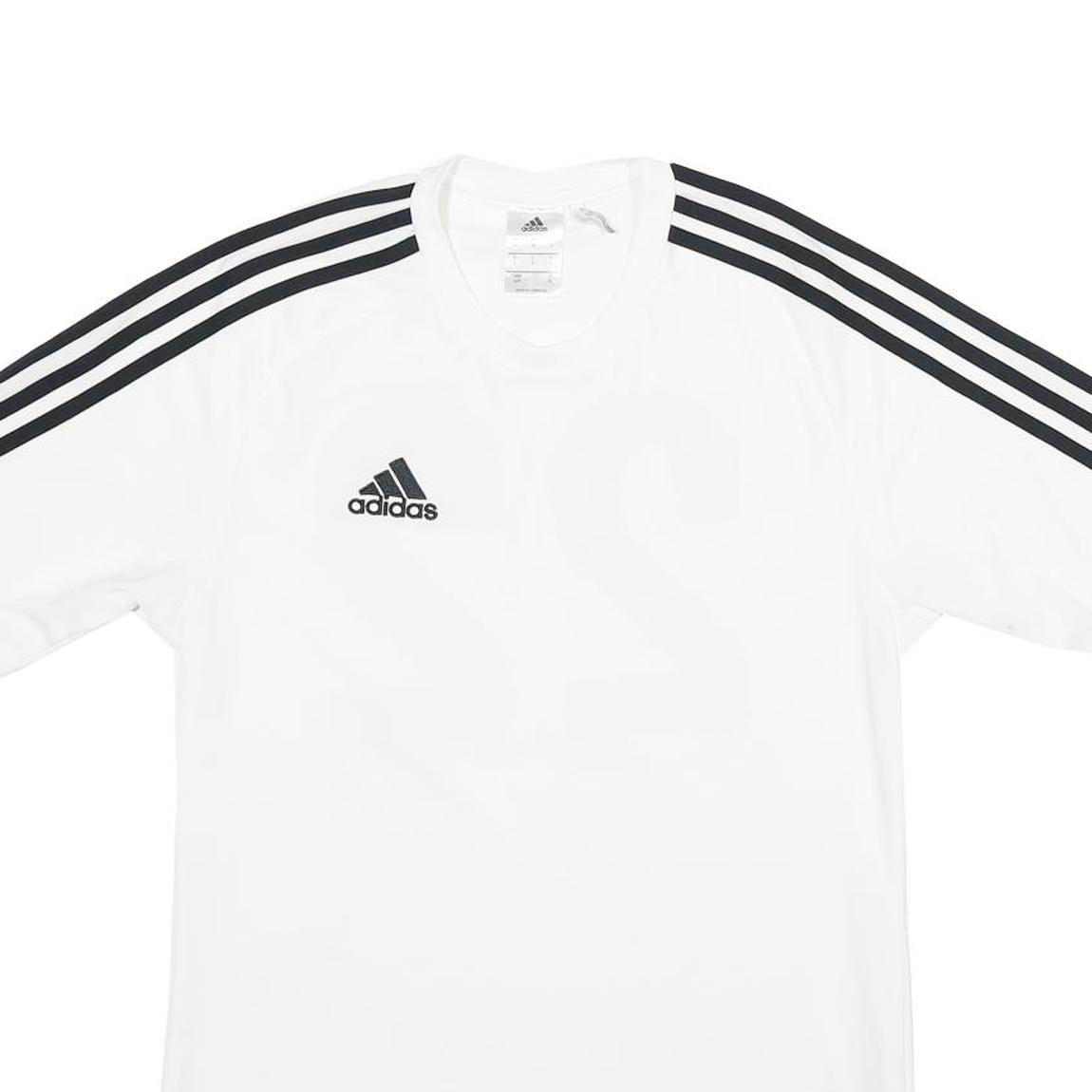 ADIDAS Mens White & Black Football T-Shirt S Short Sleeve Crew Neck Sports