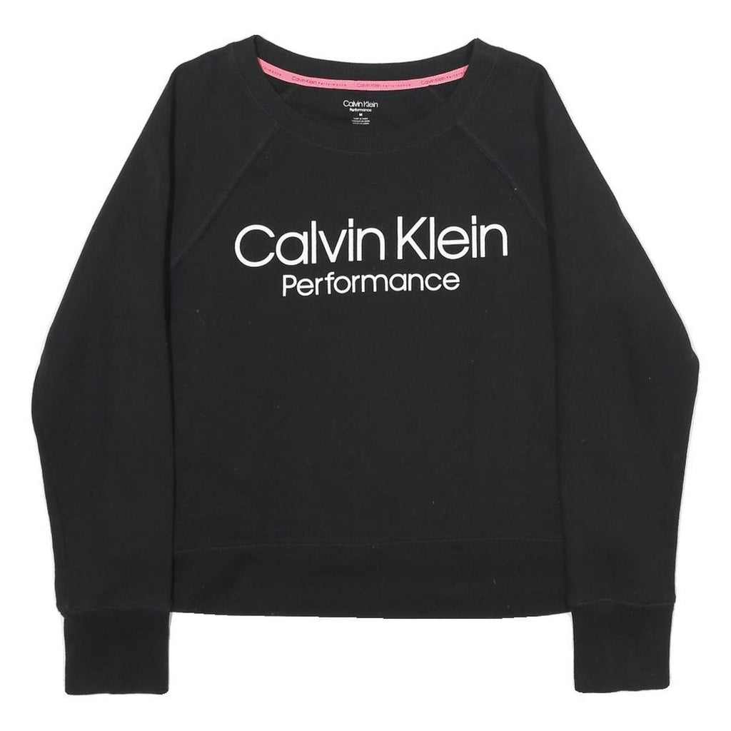 CALVIN KLEIN PERFORMANCE Womens Black Cotton Blend Crew Neck Sweatshirt S
