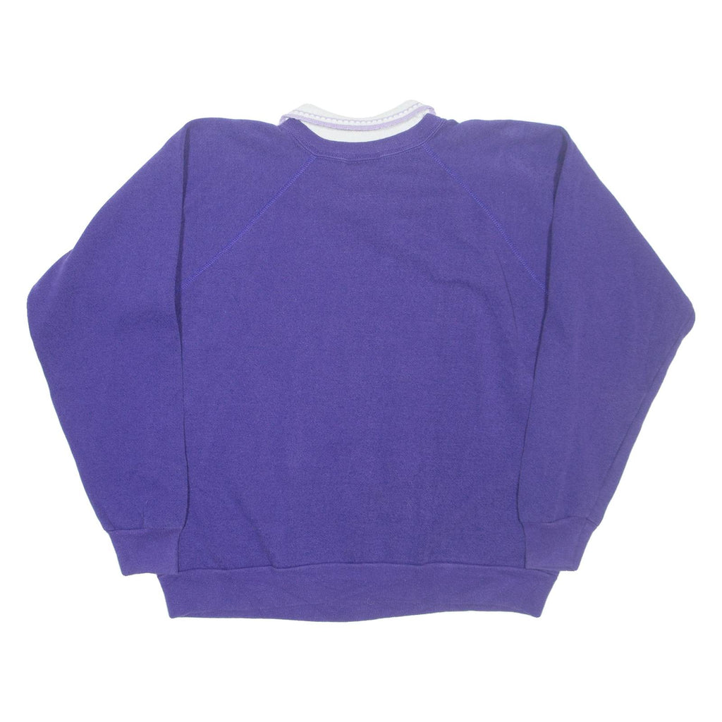 MORNING SUN Floral Womens Sweatshirt Purple Collared S