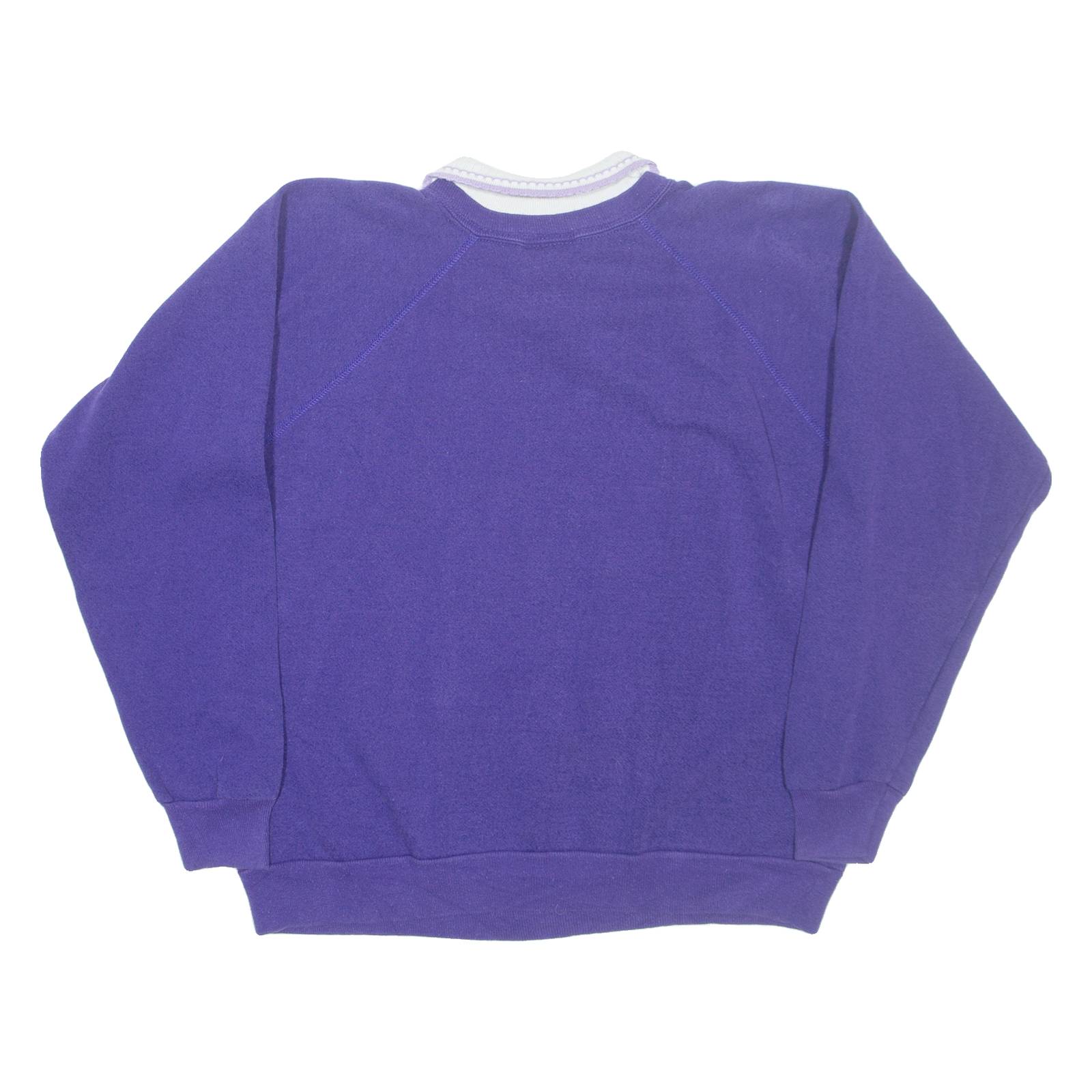 MORNING SUN Floral Womens Sweatshirt Purple Collared S