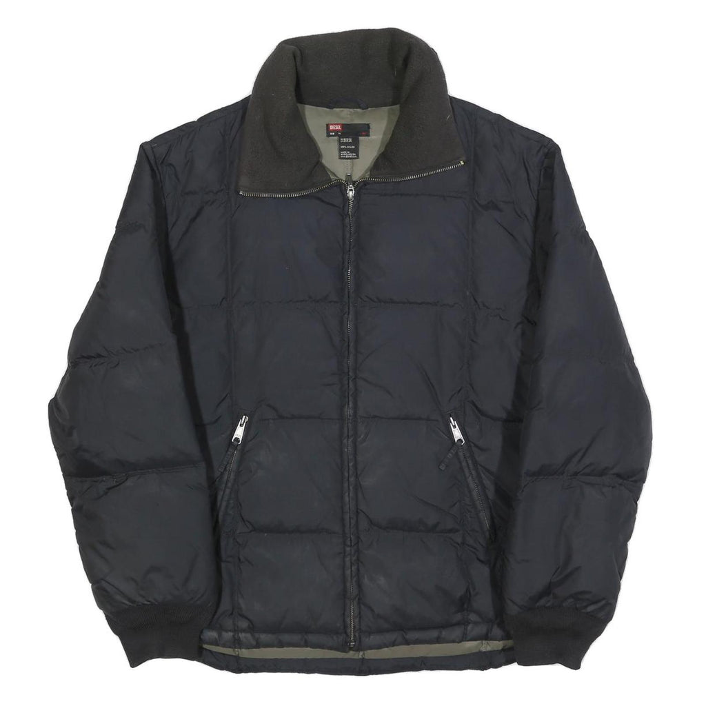 DIESEL Mens Black XL Nylon Quilted Jacket Zip Up Casual Outerwear