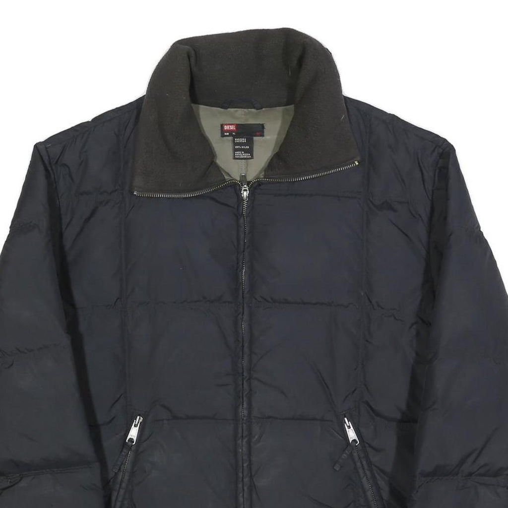 DIESEL Mens Black XL Nylon Quilted Jacket Zip Up Casual Outerwear