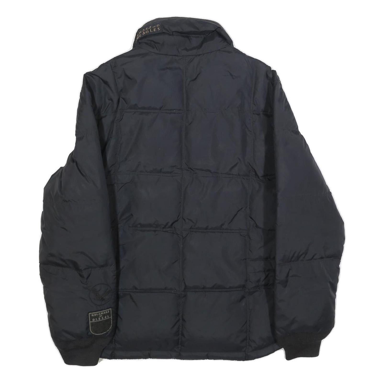 DIESEL Mens Black XL Nylon Quilted Jacket Zip Up Casual Outerwear